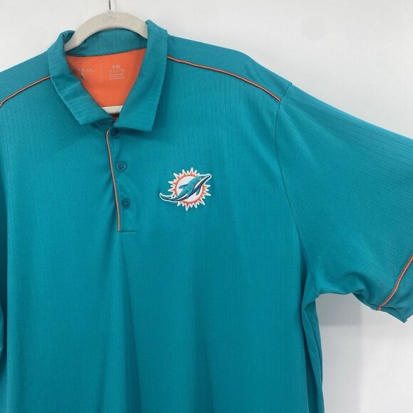Antigua Miami Dolphins Mens Size XXL Polo Shirt Ribbed - Picture 1 of 10